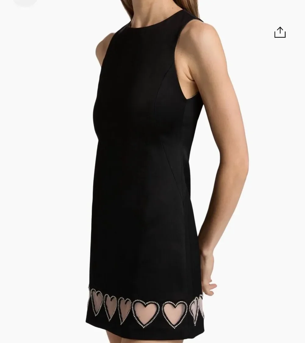 Alice + Olivia Cade Shift Mini Dress crystal-embellished heart cut-outs sz 6 NWT - Picture 2 of 9